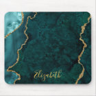 Watercolor Teal Marble Agate Geode Mouse Pad