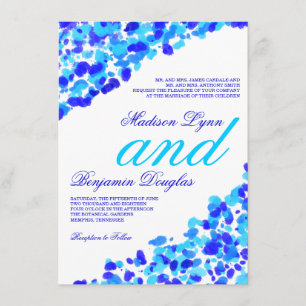 Watercolor Teal Royal Blue Wedding Invitations
