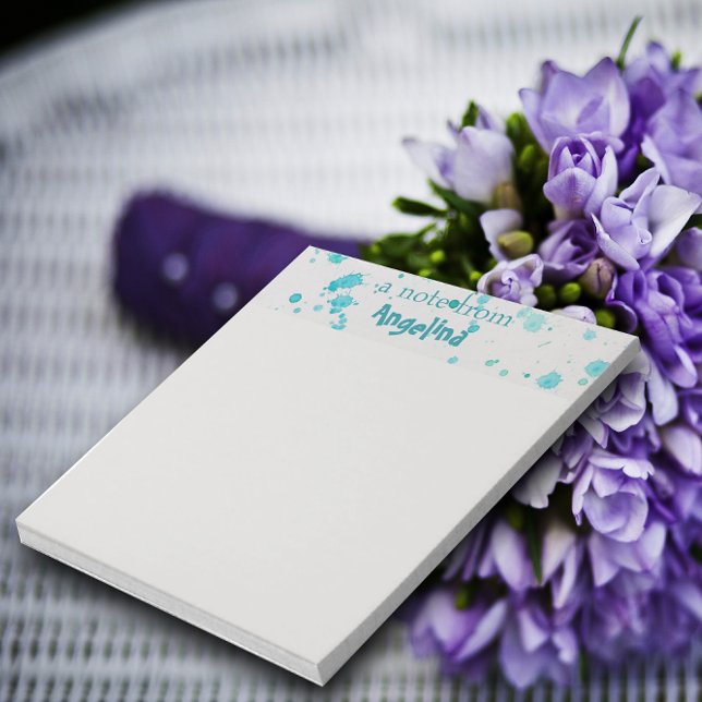 Watercolor teal splash letter notepad (Creator Uploaded)