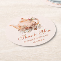 watercolor teapot fall autumn wedding thank you