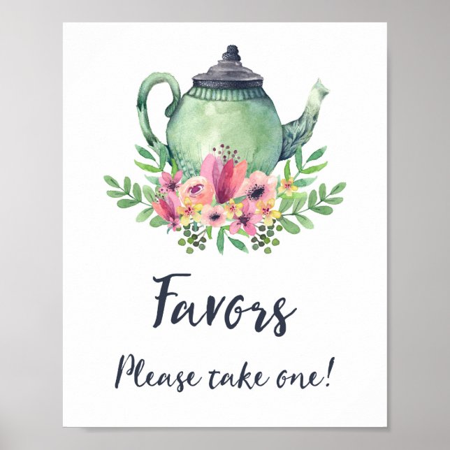 Watercolor Teapot Favours Sign (Front)
