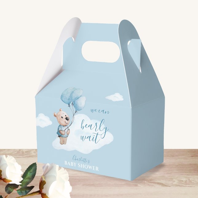 Watercolor Teddy Bear Baby Shower Blue Favour Box (Creator Uploaded)
