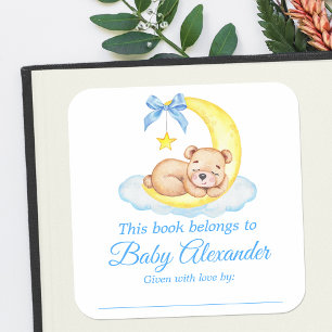 Watercolor Teddy Bear Baby Shower Bookplate Labels