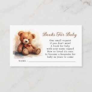 Watercolor Teddy Bear Baby Shower Books For Baby Enclosure Card