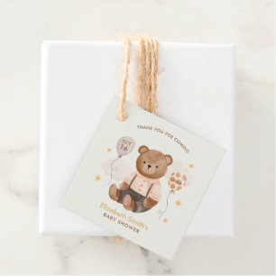 Watercolor Teddy Bear Baby Shower Favour Tags