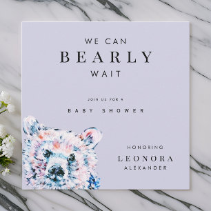 Watercolor Teddy Bear Baby Shower Invitation