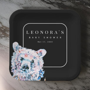 Watercolor Teddy Bear Baby Shower Paper Plate