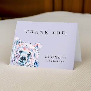 Watercolor Teddy Bear Baby Shower Thank You Card