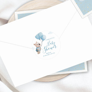 Watercolor Teddy Bear Baby Shower Thank you Classic Round Sticker