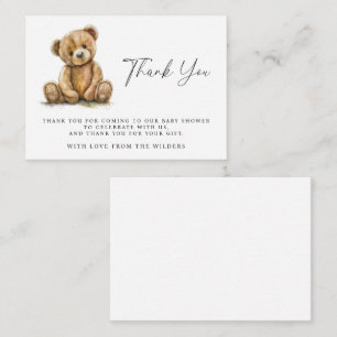 Watercolor Teddy Bear Baby Shower Thank You Enclosure Card