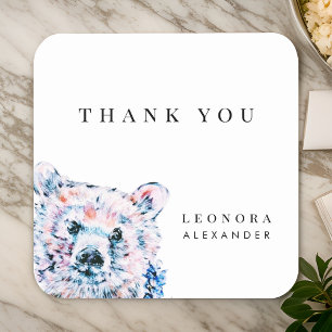 Watercolor Teddy Bear Baby Shower Thank You Square Sticker
