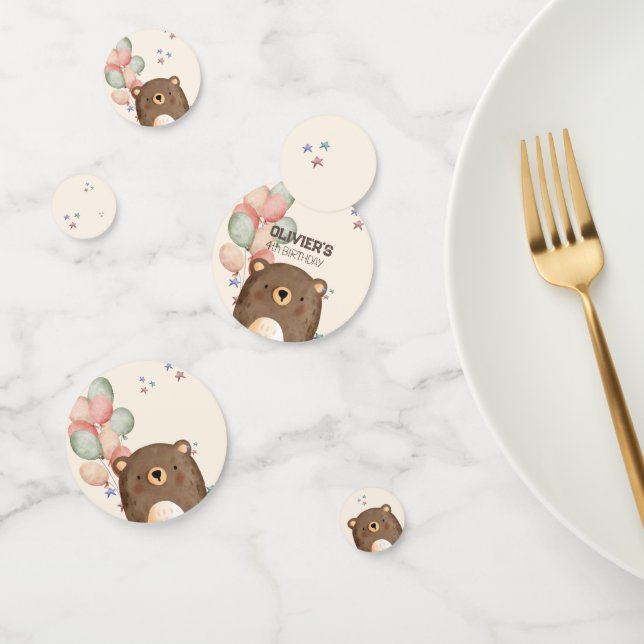 watercolor teddy bear birthday Confetti (Group)