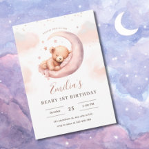 Watercolor Teddy Bear First Birthday