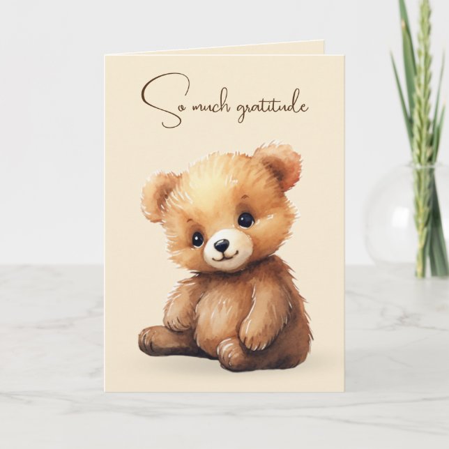 Watercolor Teddy Bear Friendship Card (Front)