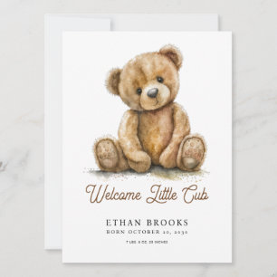 Watercolor Teddy Bear Gender Neutral Announcement