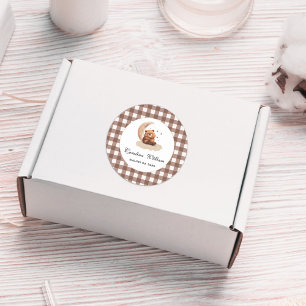 Watercolor Teddy bear gender neutral baby shower Classic Round Sticker