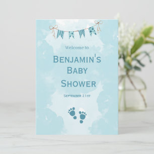 Watercolor Teddy Bear Hot Air Balloon Baby Shower Invitation