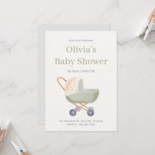 Watercolor Teddy Bear Hot Air Balloon Baby Shower Invitation