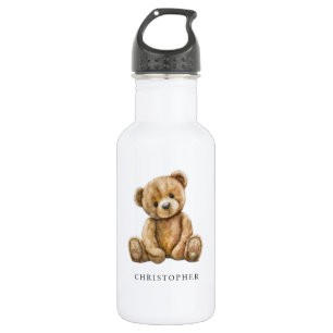 Watercolor Teddy Bear Kids Name  532 Ml Water Bottle