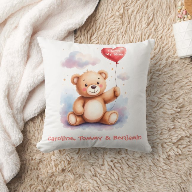 Watercolor Teddy Bear Mum Cushion (Blanket)