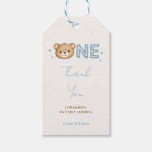 Watercolor Teddy Bear ONE 1st Birthday Gift Tags