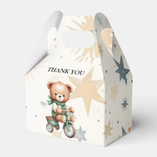 Watercolor Teddy Bear Stars Green Bike Party Favour Box