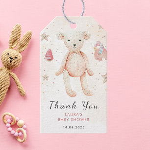 Watercolor Teddy Bear Toys Thank You Baby Shower Gift Tags
