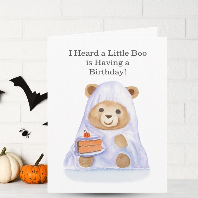 Watercolor Teddy Bear With Halloween Cake Card (Creator Uploaded)