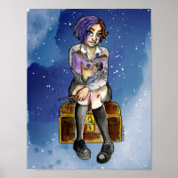 Watercolor Teen Girl Witch Cartoon Illustration
