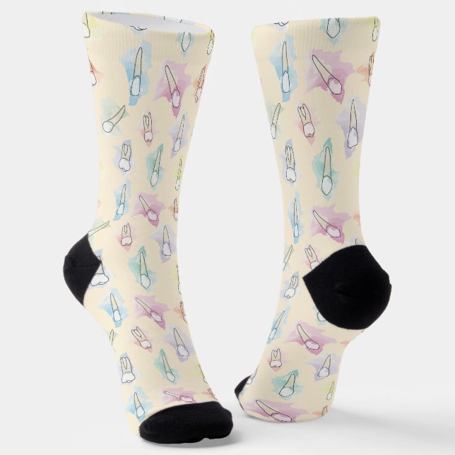 Watercolor Teeth Socks (Angled)