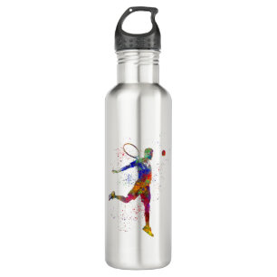 Watercolor tennis player 710 ml water bottle