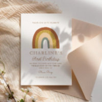 Watercolor Terracota Rainbow Simple 1st Birthday