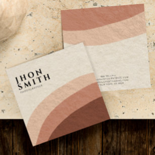 Watercolor Terracotta Abstract Unique Modern Square Business Card