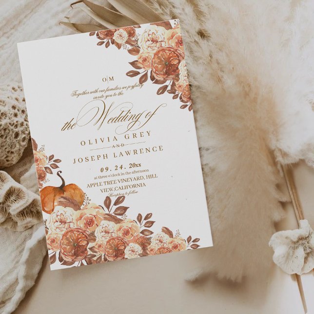 Watercolor Terracotta Floral Boho Rustic Wedding Invitation (Creator Uploaded)