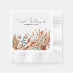 Watercolor Terracotta Flowers Wedding Napkin