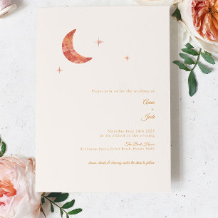 Watercolor Terracotta Modern Celestial Wedding  Invitation