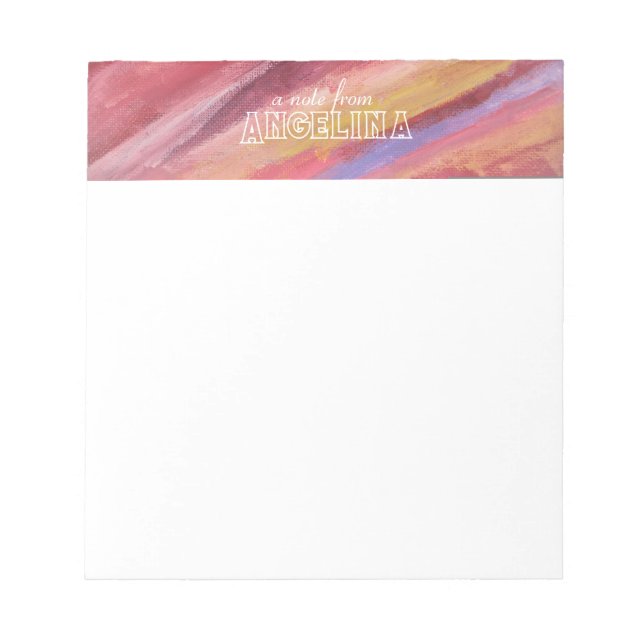 Watercolor terracotta strips white letter notepad (Front)