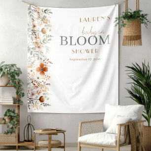 Watercolor Terracotta Wildflower Baby Shower Tapestry