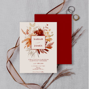 Watercolor Terracotta Wildflower Boho Wedding Invitation