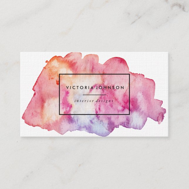 Watercolor text block business card (Front)