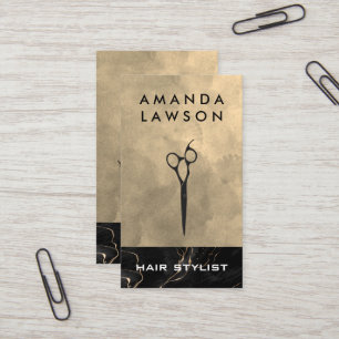 Watercolor Texture Black Ink Scissors Business Card
