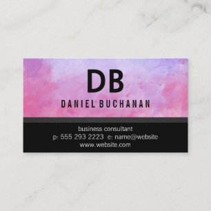 Watercolor Texture Monogram Business Card