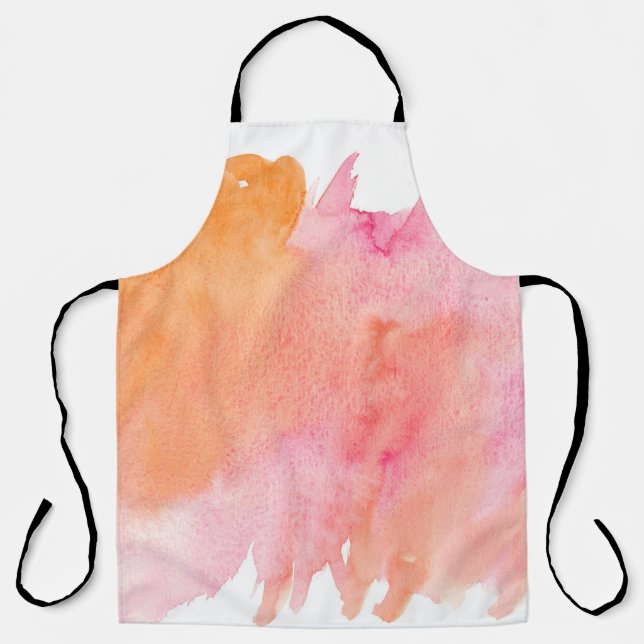 Watercolor texture pink orange apron (Front)