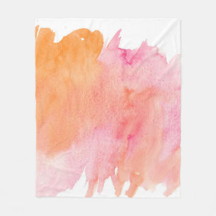 Watercolor texture pink orange fleece blanket