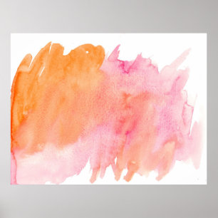 Watercolor texture pink orange poster