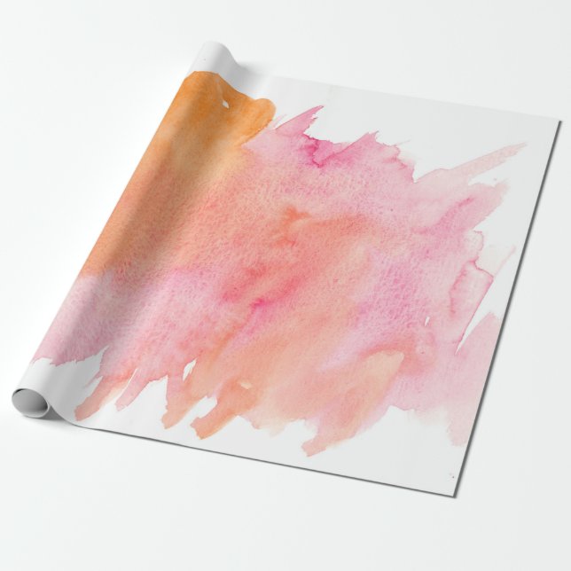 Watercolor texture pink orange wrapping paper (Unrolled)