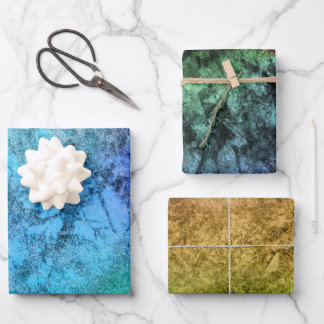 Watercolor Textured Blue Green Rainbow Wrapping Paper Sheet