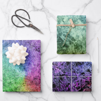 Watercolor Textured Green Purple Rainbow Wrapping Paper Sheet