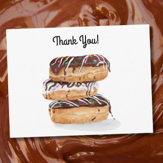 Watercolor Thank You Doughnuts Postcard