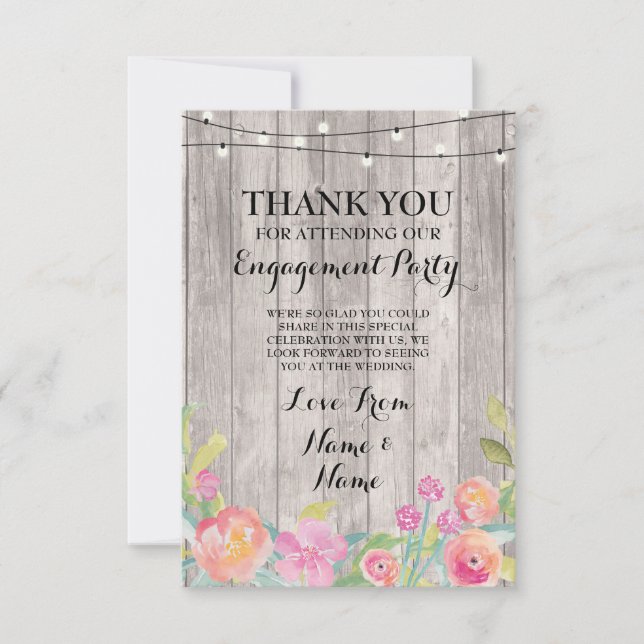 Watercolor Thank You Engagement Wedding Flowers Invitation (Front)